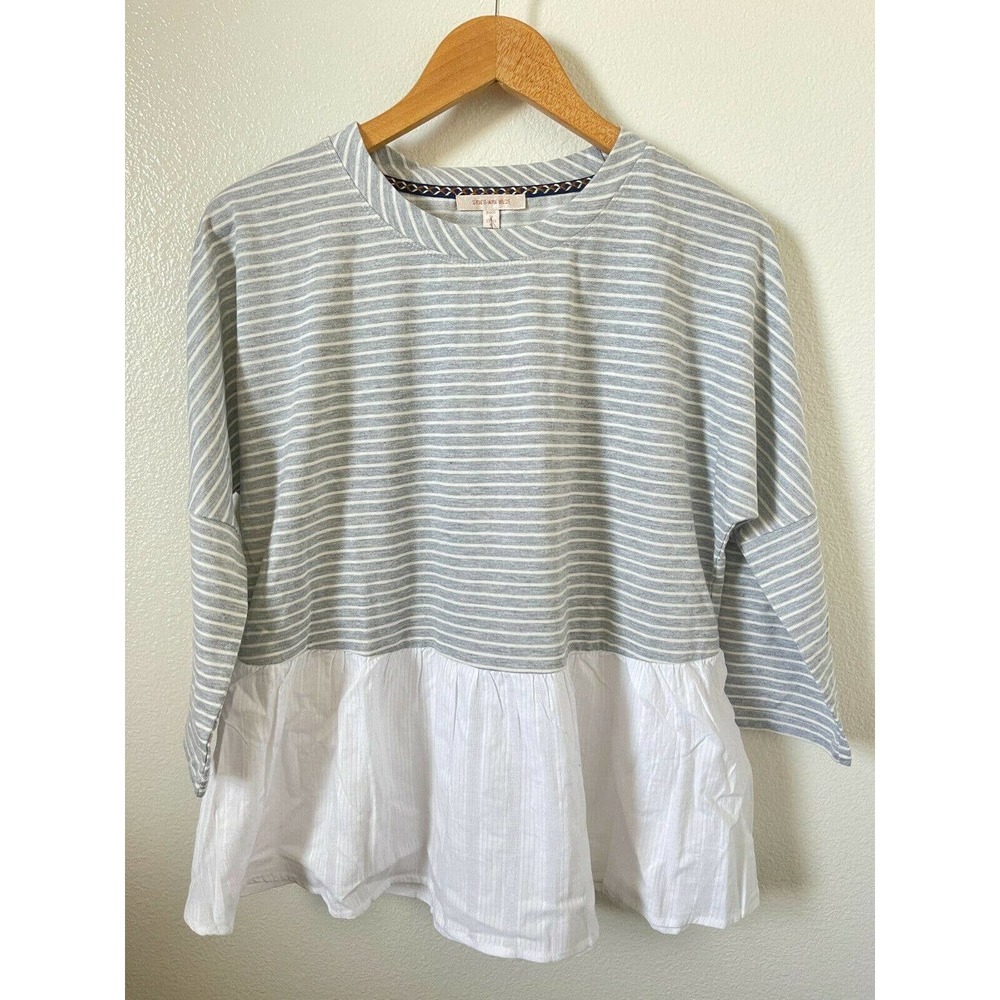 Stitch Fix Skies Are Blue Blouse Peplum Gray